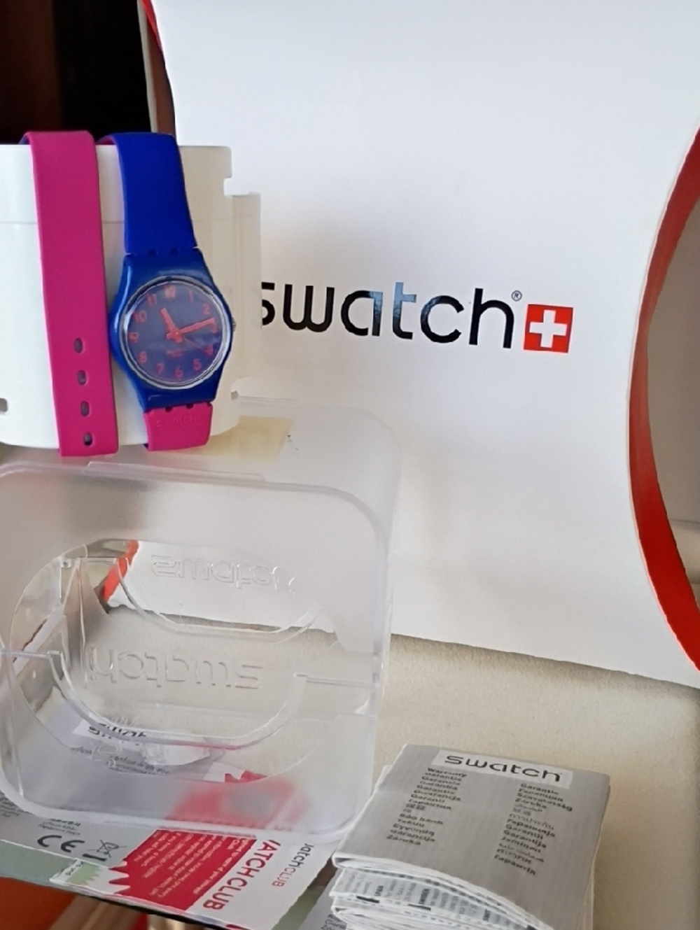 Swatch Blue Case with Pink Strap Silicone Watch - Picture 3 of 7